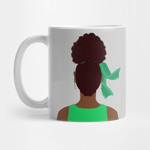 High Afro Puff Ponytail with Green Outfit (Light Gray Background) by Art By LM Designs 